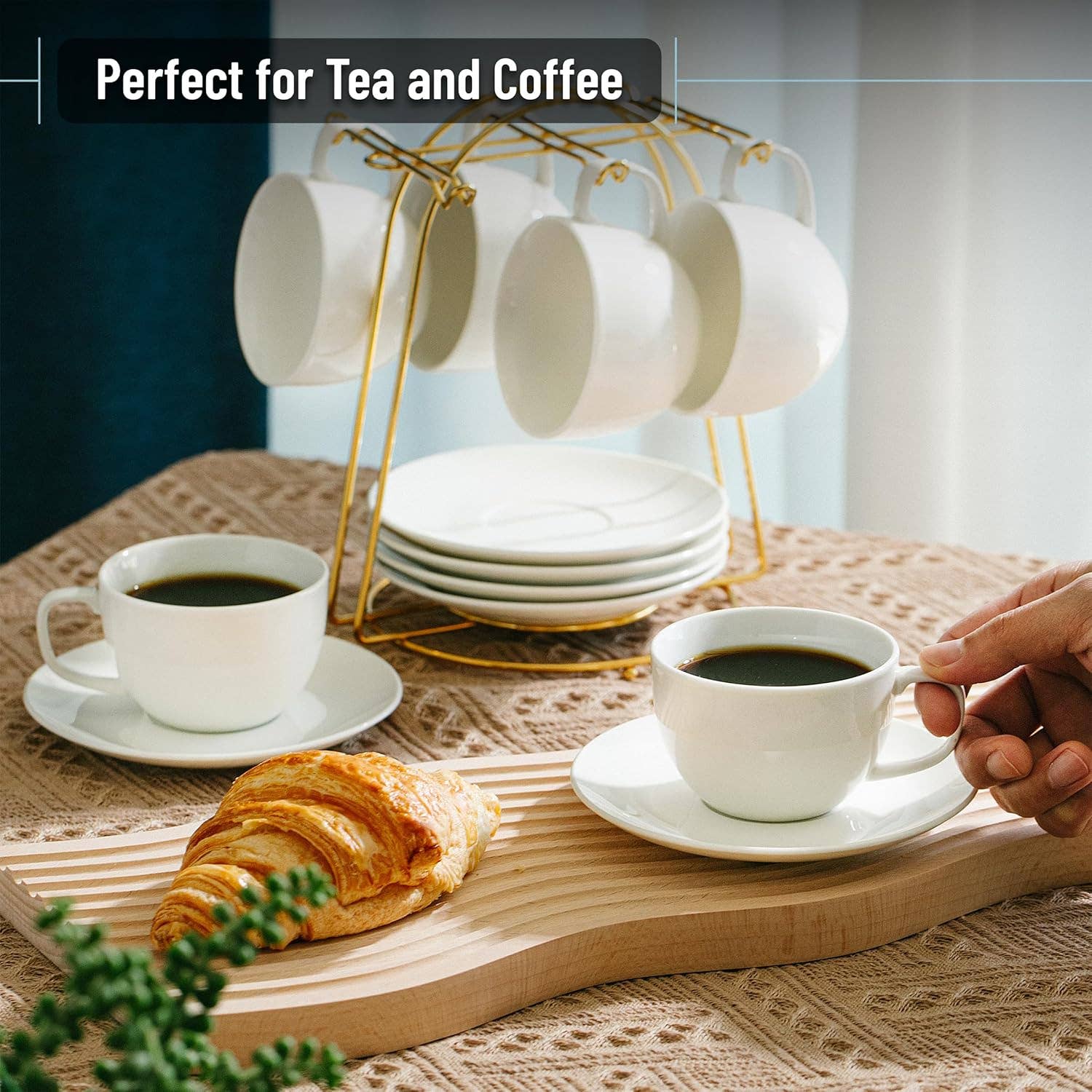 Brew To A Tea - Wholesale Theeservies - BTaT Elegante Witte Theekopjes Set van 6 - 6oz Porselein4