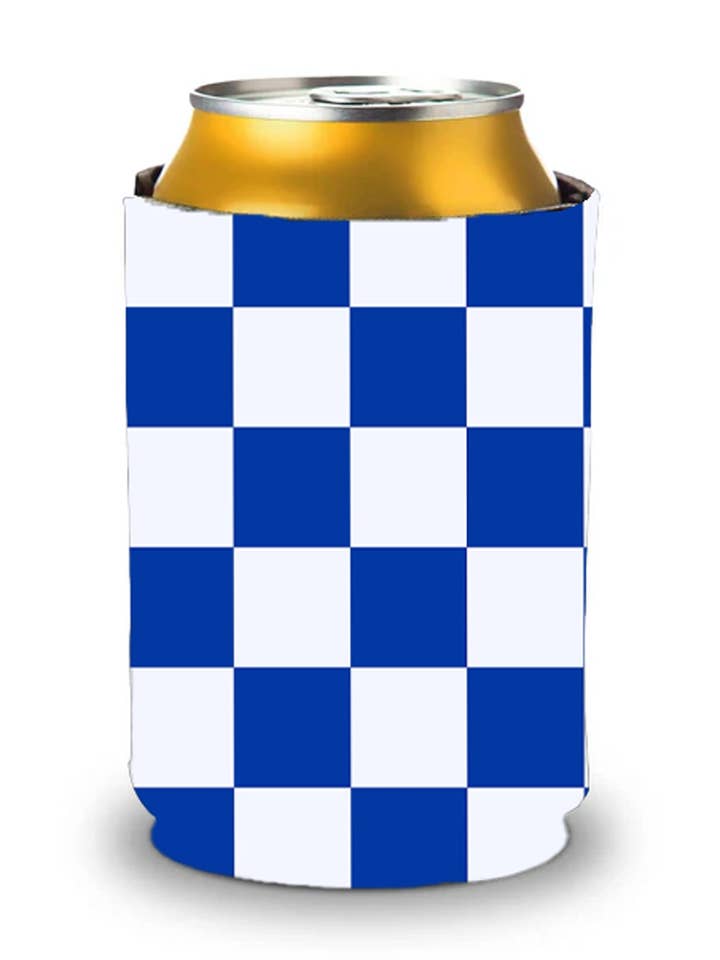 Blå og hvide ternede former Koozie for engroshandel hos Buy Socks You All