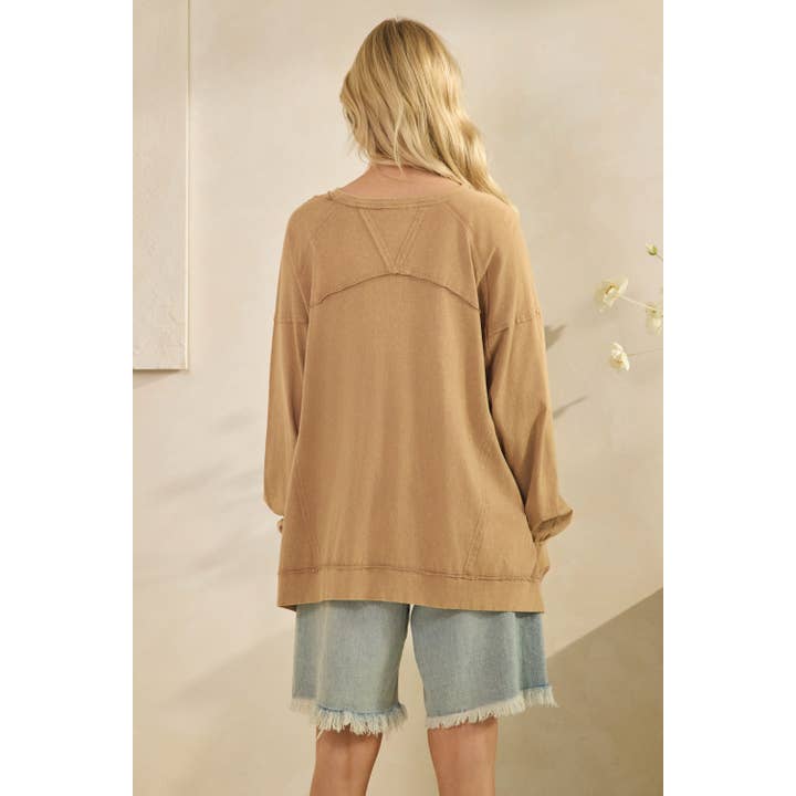 Sage + Fig - Wholesale T-shirt – women's - MINERAL WASH CREWNECK SWEATSHIRT (STC7908)18