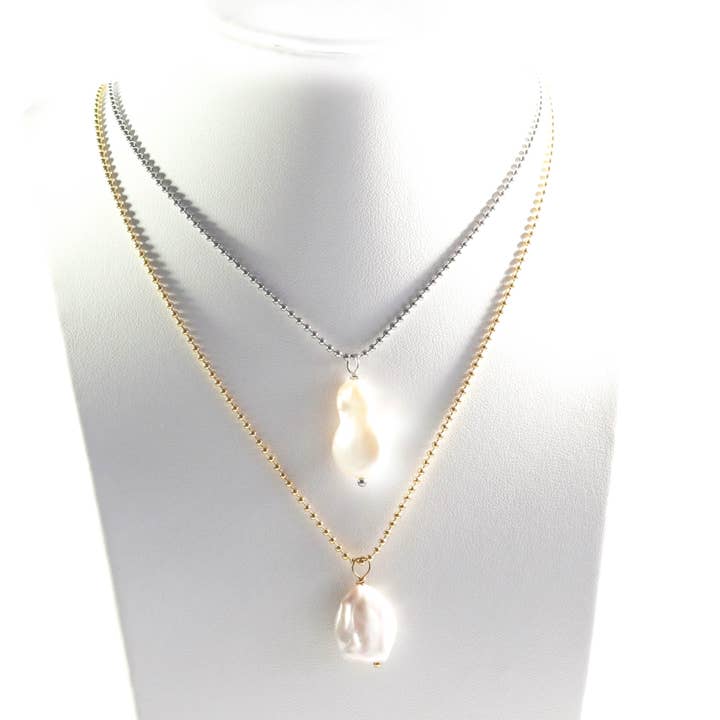 Baroque pearl medium with ball chain for wholesale by Mein Mantra