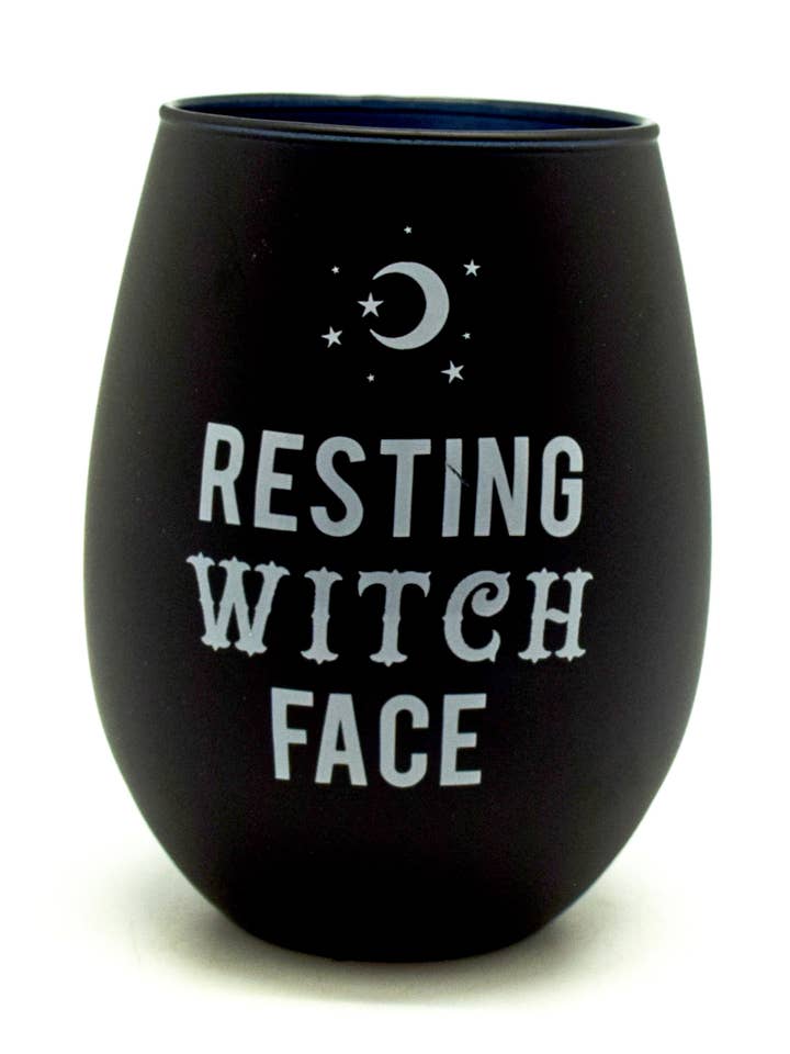 Verre à vin sans pied Resting Witch Face pour la vente par Fantasy Gifts