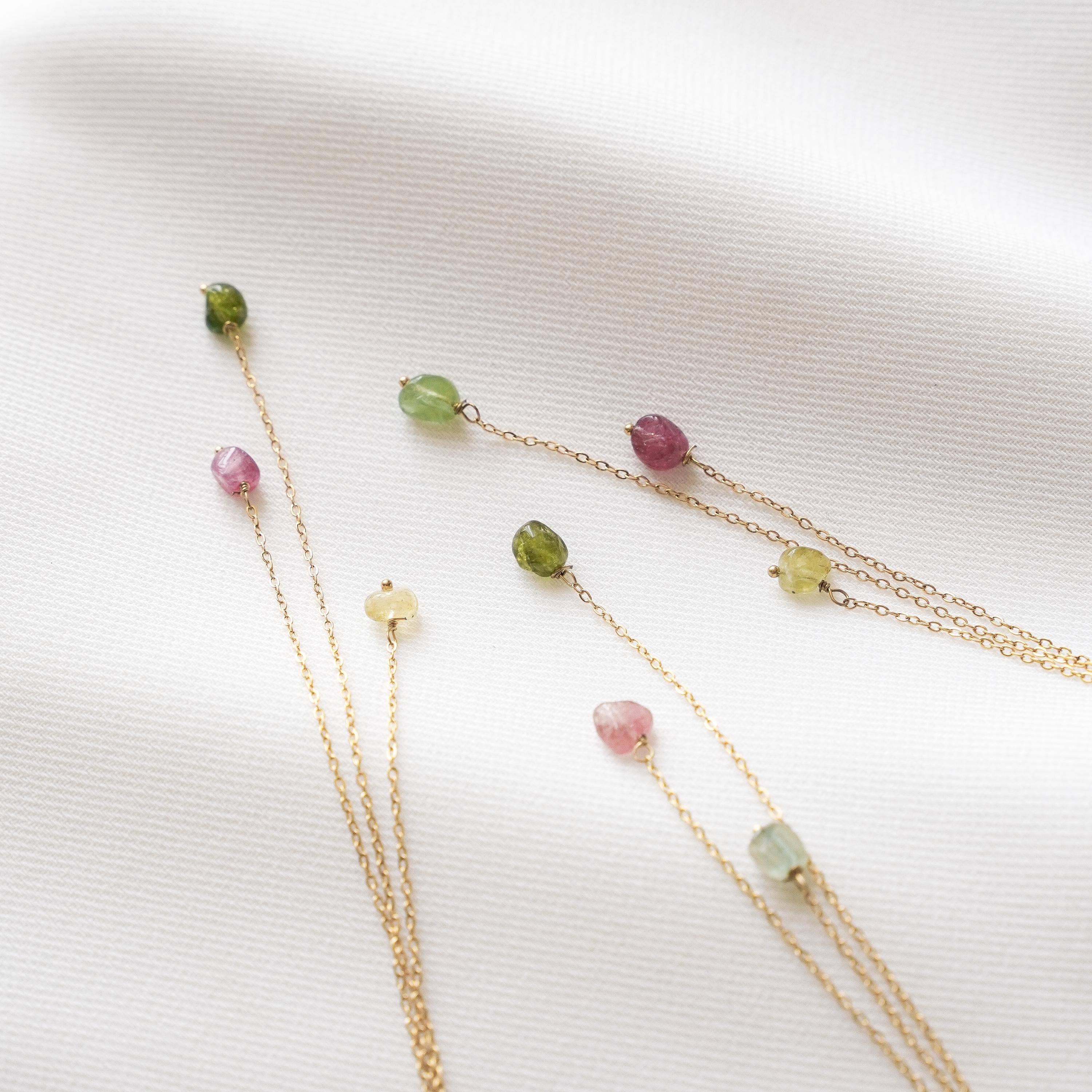 Victoire Collection - Wholesale Pendant/Charm Necklace - Y necklace with natural tourmaline stone4