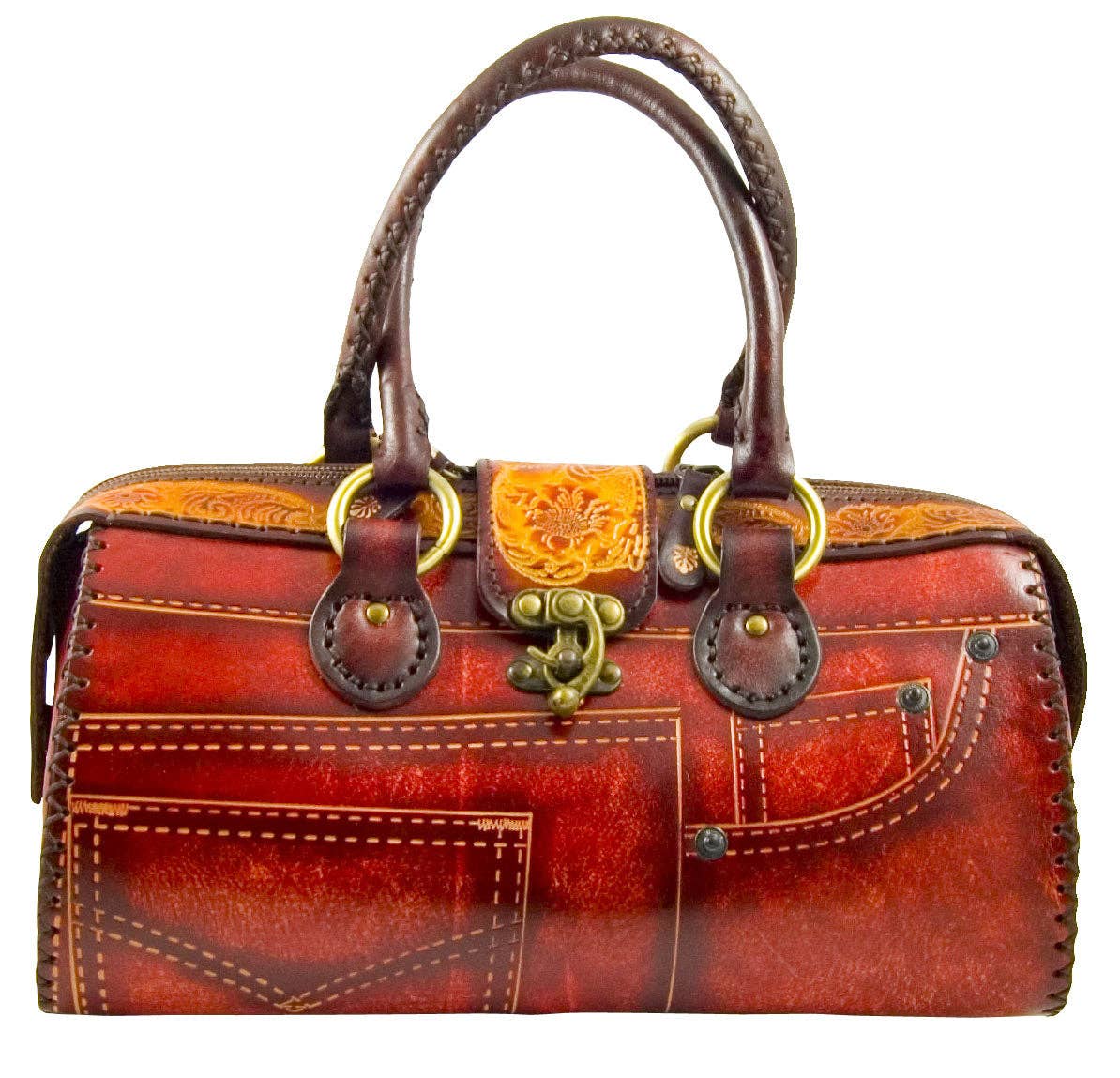 Sunflower Handmade leather inc - Wholesale Top Handle Bag - Women's - Handmade leather Jeans Handbag-blue1