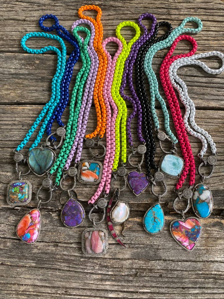 Emalj belagd kedja halsband med bana Diamond lås för wholesale av ILISSA MICHELE JEWELRY