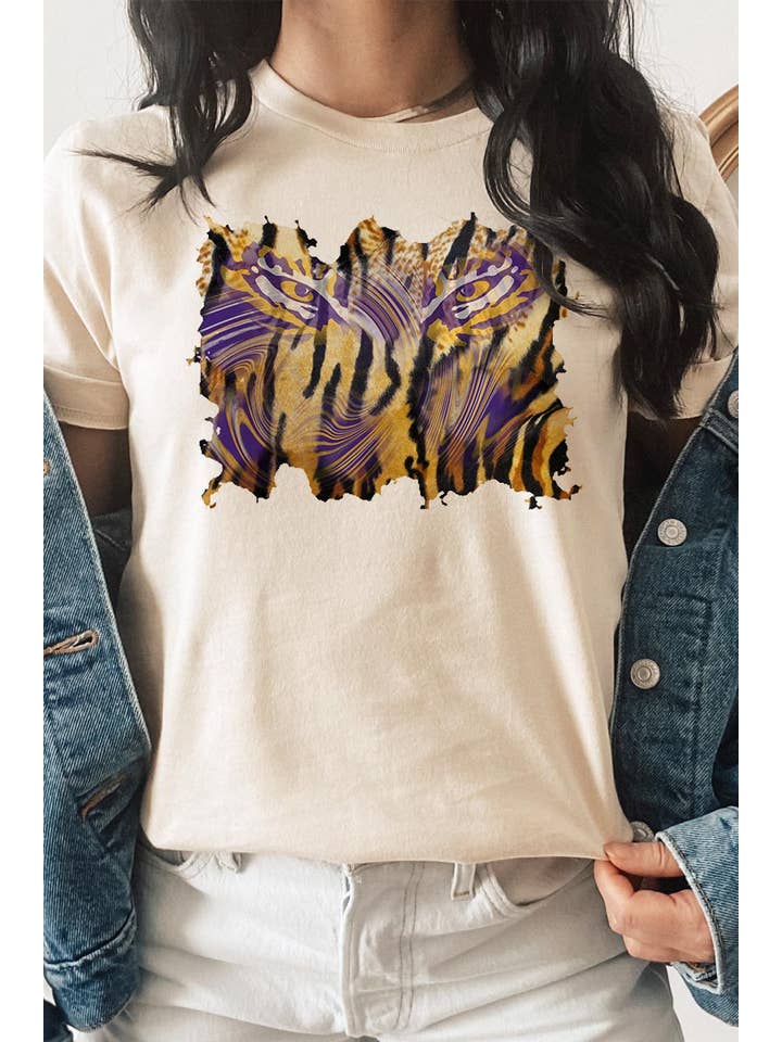 COLORBEAR - Venta al por mayor Camiseta serigrafiada - Mujer - TIGER, LSU, CAMISETA DE FÚTBOL UNISEX DE MANGA CORTA, ESTAMPADA4