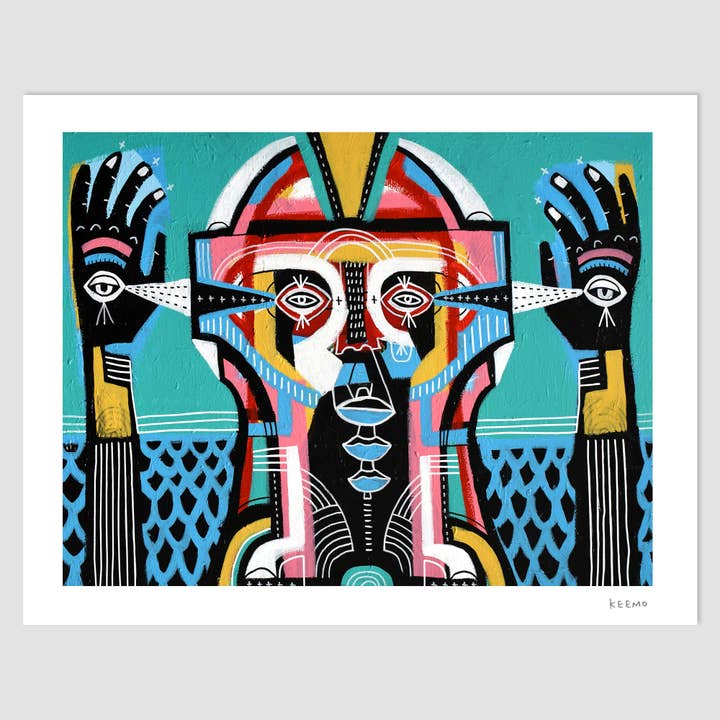 Colorful Abstract Modern Art Print Blue Decor Unique Signed for wholesale by Keemo Gallery