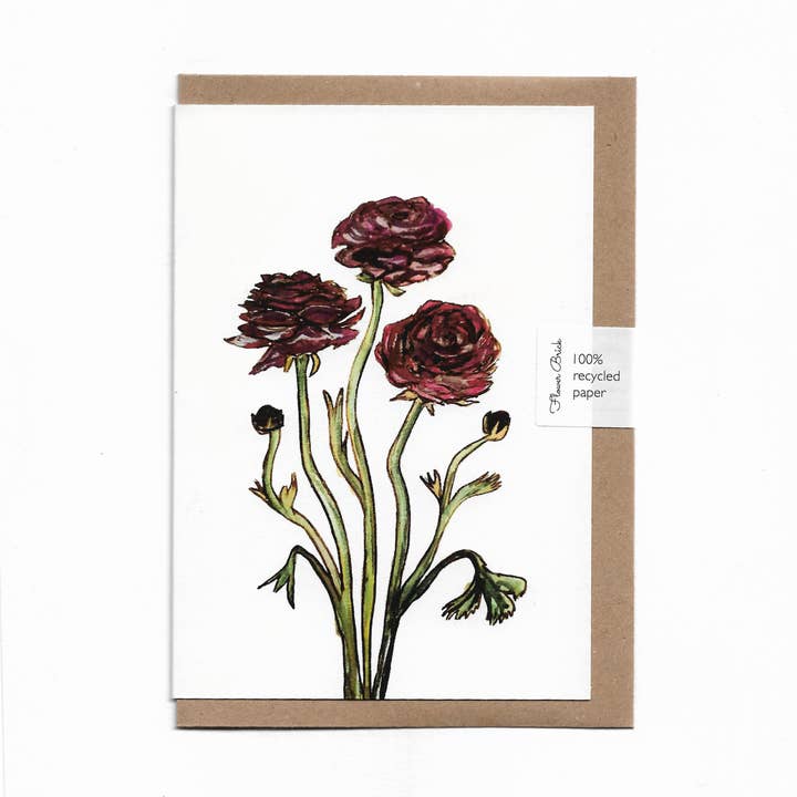 Cartão de Felicitações "Ranunculus" A6 100% Reciclado por atacado de Flower Brick