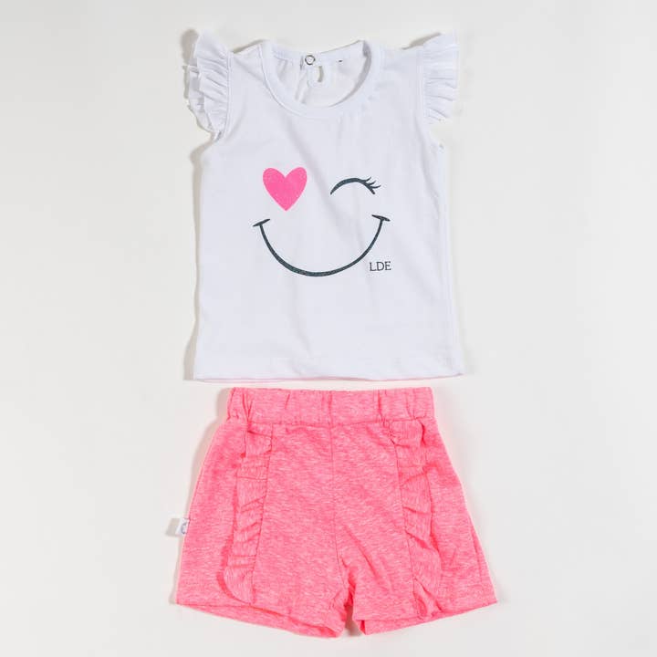 Conjunto de top y pantalón corto con forma de sonrisa para venta al por mayor de Woggiee