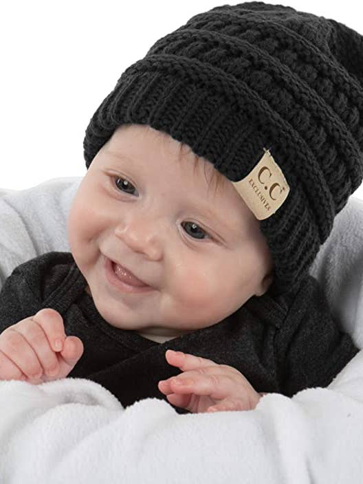 Baby No Pom Mütze (Schwarz) für den Großhandel von Funky Junque