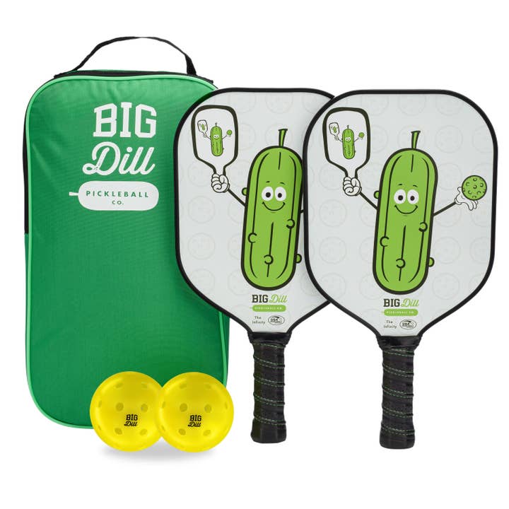 Infinity Fiberglass Pickleball Set - 2 Paddles & 2 Balls for wholesale by Big Dill Pickleball Co.