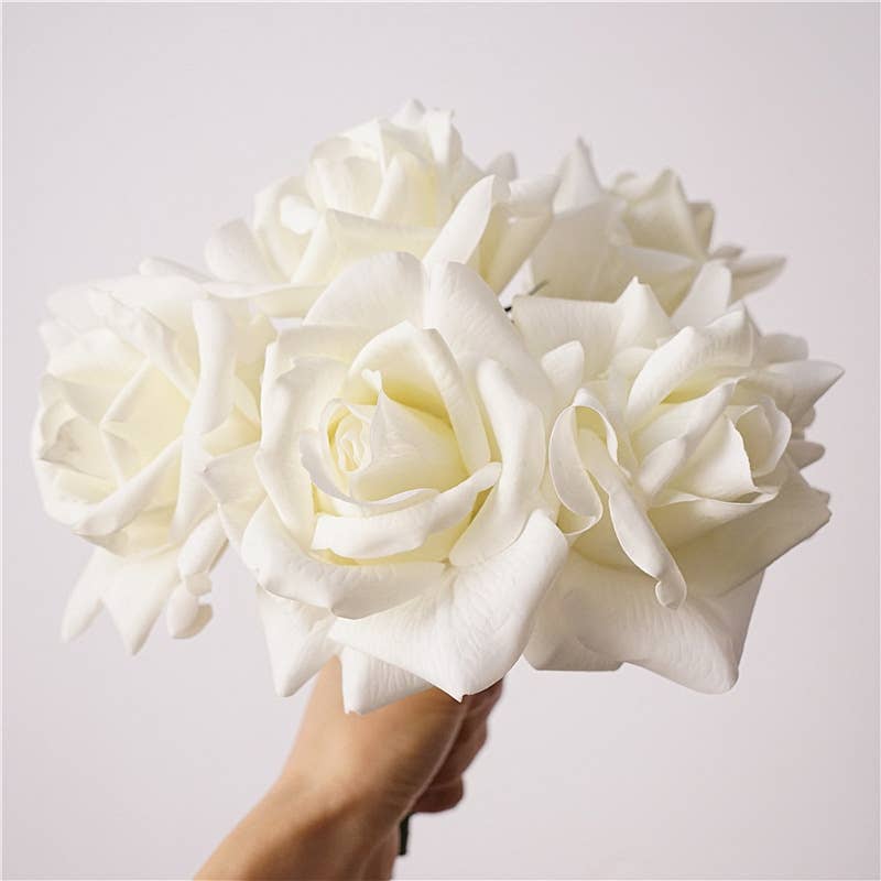 Sweet Home Deco – wholesale Konstgjorda blommor – 10-tums rosbukett med verklighetstrogna rosor, blommande vårros, 5 stjälkar0