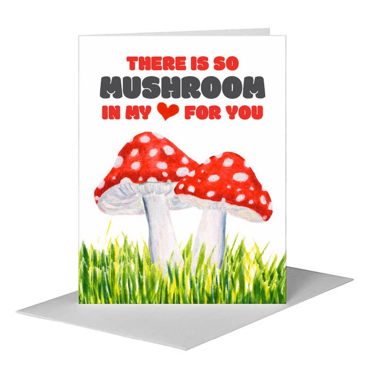 Champignons - Rouge, Carte de vœux (#8785F) pour la vente par Printed Canvas