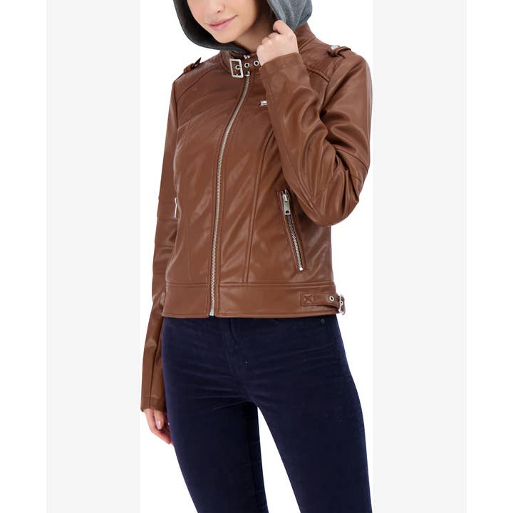 Sebby Veste à capuche en similicuir pour femme pour la vente par Sebby