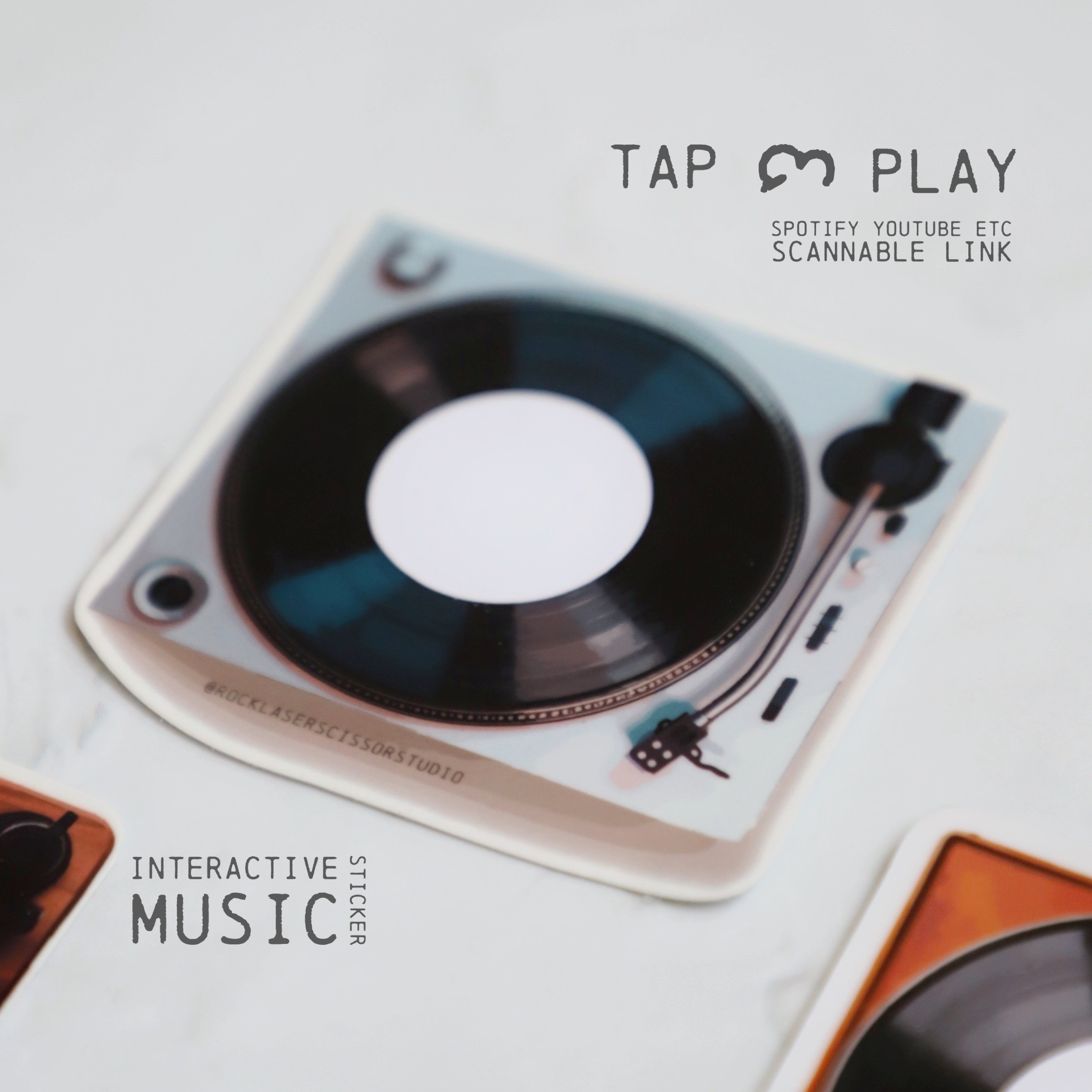 Rock Laser Scissor Studio – wholesale Sticker – Interactive Music Sticker Scannable w/ NFC Chip for Spotify0