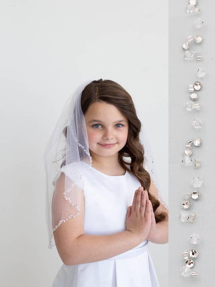 Voile de communion Crystal Edge pour la vente par allureweddingjewelry