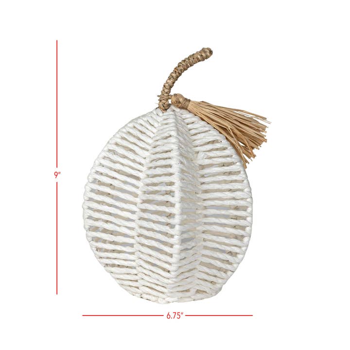 Foreside Home & Garden - Wholesale Decorative Tabletop Object - Decorative White Woven Rope Pumpkin Fall Decor4