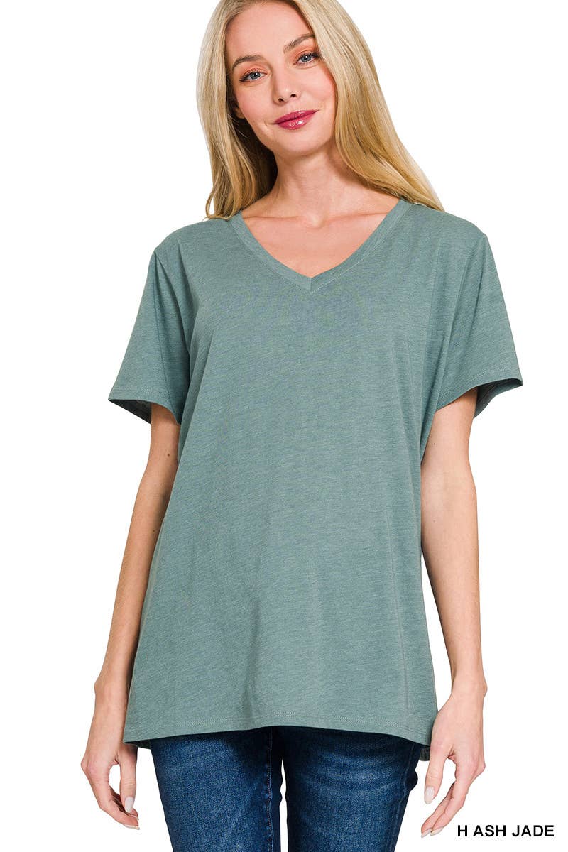 42POPS - Wholesale T-Shirt - Women's - `.Cotton Short Sleeve Boyfriend  V Neck Tee2