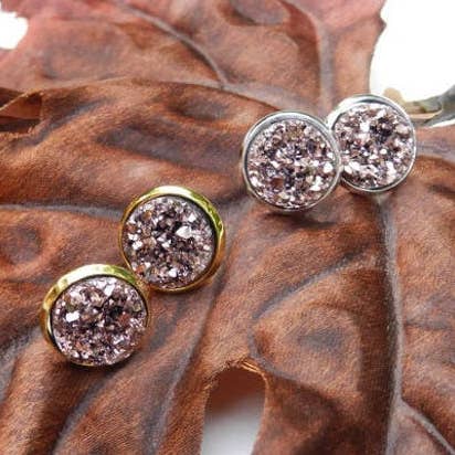 Caroline Druzy Studs in roségoud voor wholesale door KL Collective/Designs by Katie Leigh