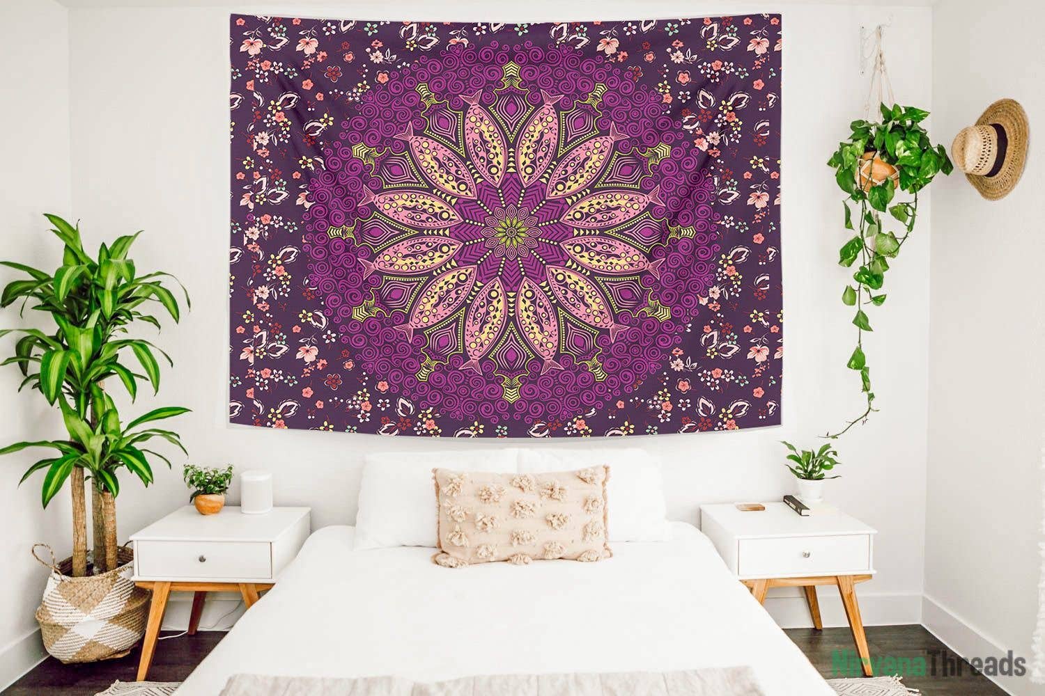 Nirvana Threads - Wholesale Tapestry/Textile - Purple Flower Mandala Tapestry2
