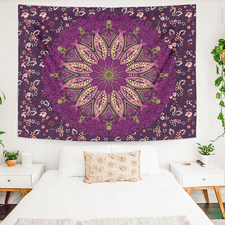 Nirvana Threads - Wholesale Tapestry/Textile - Purple Flower Mandala Tapestry2