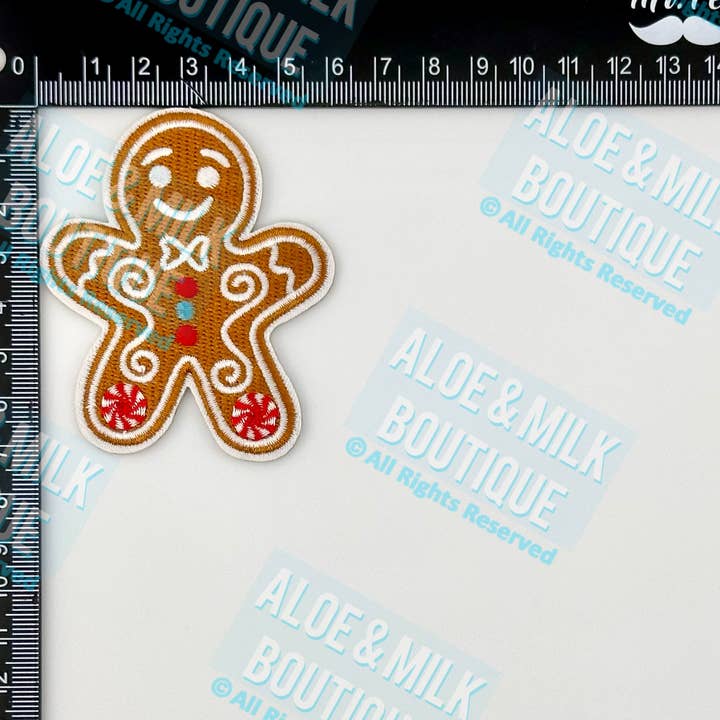Aloe and Milk Boutique - Wholesale Patch - Gingerbread Man Patch, christmas, iron on patches1