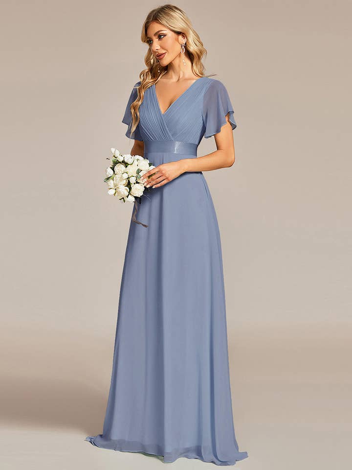 Ever-Pretty - Wholesale Gown – Women's - Double V-Neck Ruffles Chiffon Bridesmaid Dress77