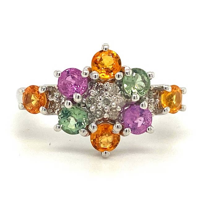 Multi Sapphire Ring i 925 Sterling Sølv - KSR 2471 for engroshandel hos Kotawala Jewels