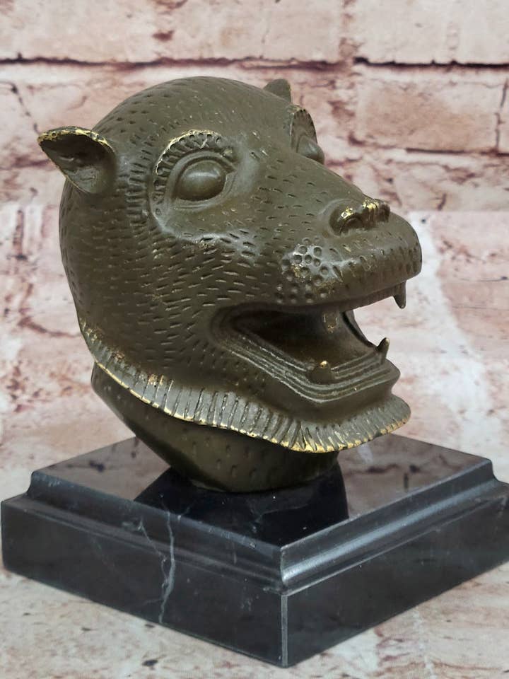 Bronzen Tijgerkop Buste op Marmeren Basis – Gestileerd Feline Beeldhouwwerk voor wholesale door Bronzhaus