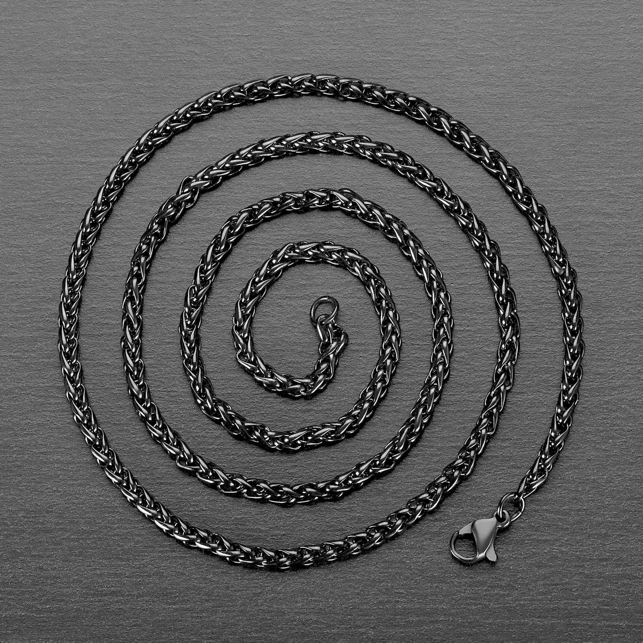 West Coast Jewelry - Wholesale Link & Chain Necklace - Black Plated Stainless Steel Spiga Necklace (3mm) - 24"3