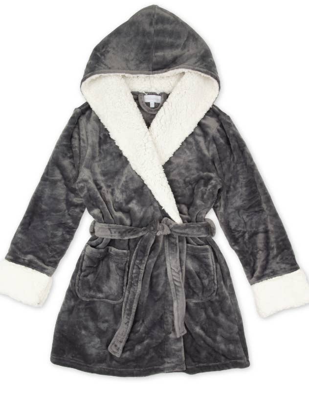 Weddingstar Inc. - Wholesale Robe - Women's - Women's Fluffy Push Robe With Hood- Grey1