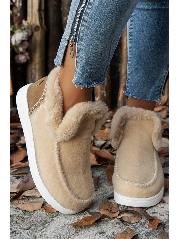 Little Daisy Closet - Wholesale Boots - Women's - LDC Suede Stitching Patchwork Plush Lined Anklet Boots