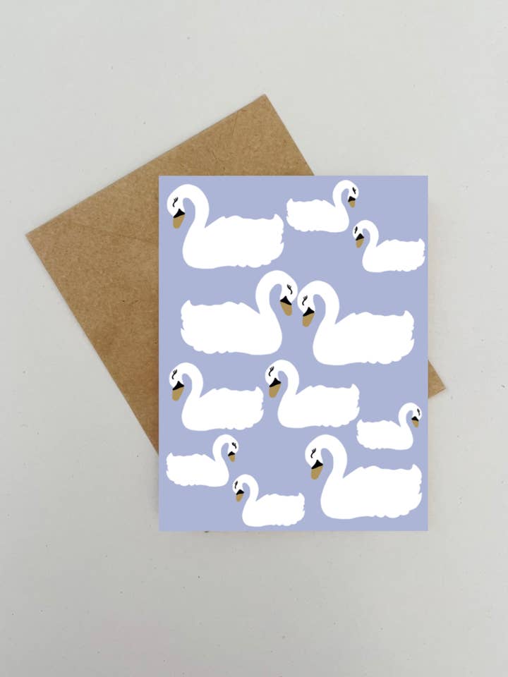 Swan Greeting Card- Cool Colors 3 Card Pack for wholesale by Made by Allie Co.