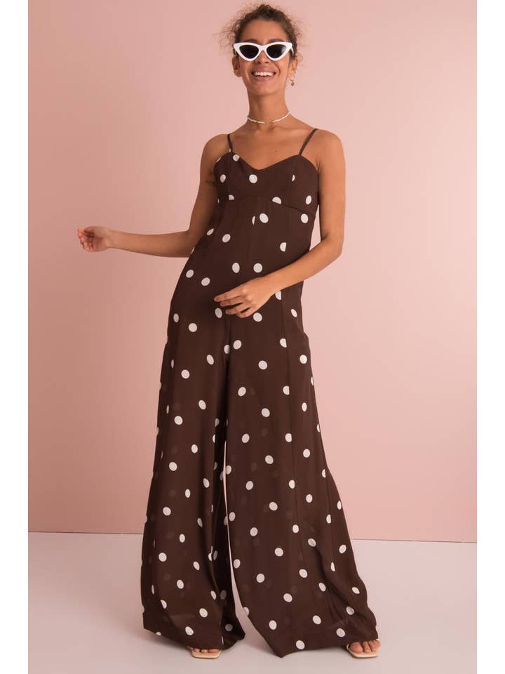 BSL – wholesale Jumpsuit - Dam – Brun öppen rygg fastspänd jumpsuit