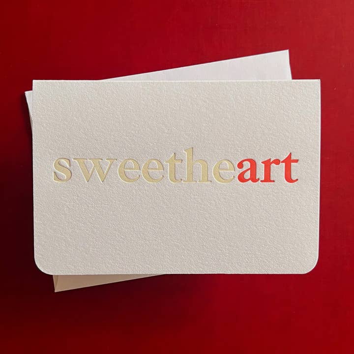 Sweetheart Letterpress Notecard for wholesale by 12 Acre Studio