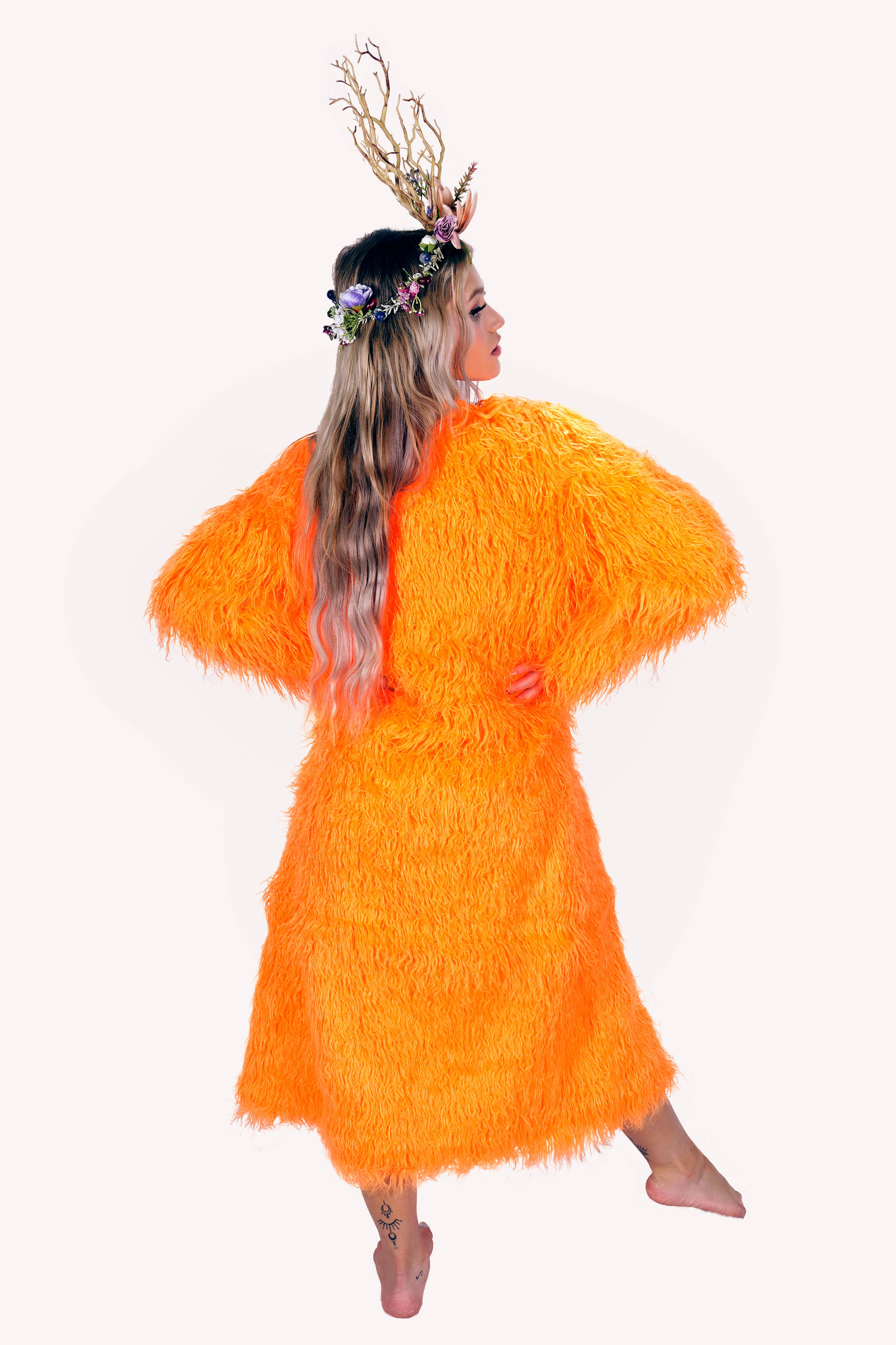 Fuchsia Long Faux Fur Coat for wholesale on Faire5