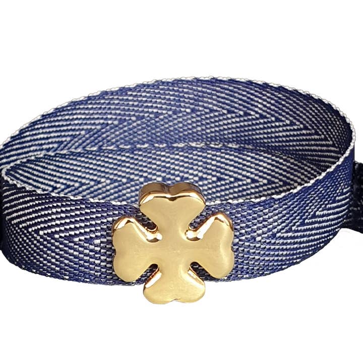 GOLDEN FOUR-LEAF CLOVER JEANS BRACELET for wholesale by Smartever Srl