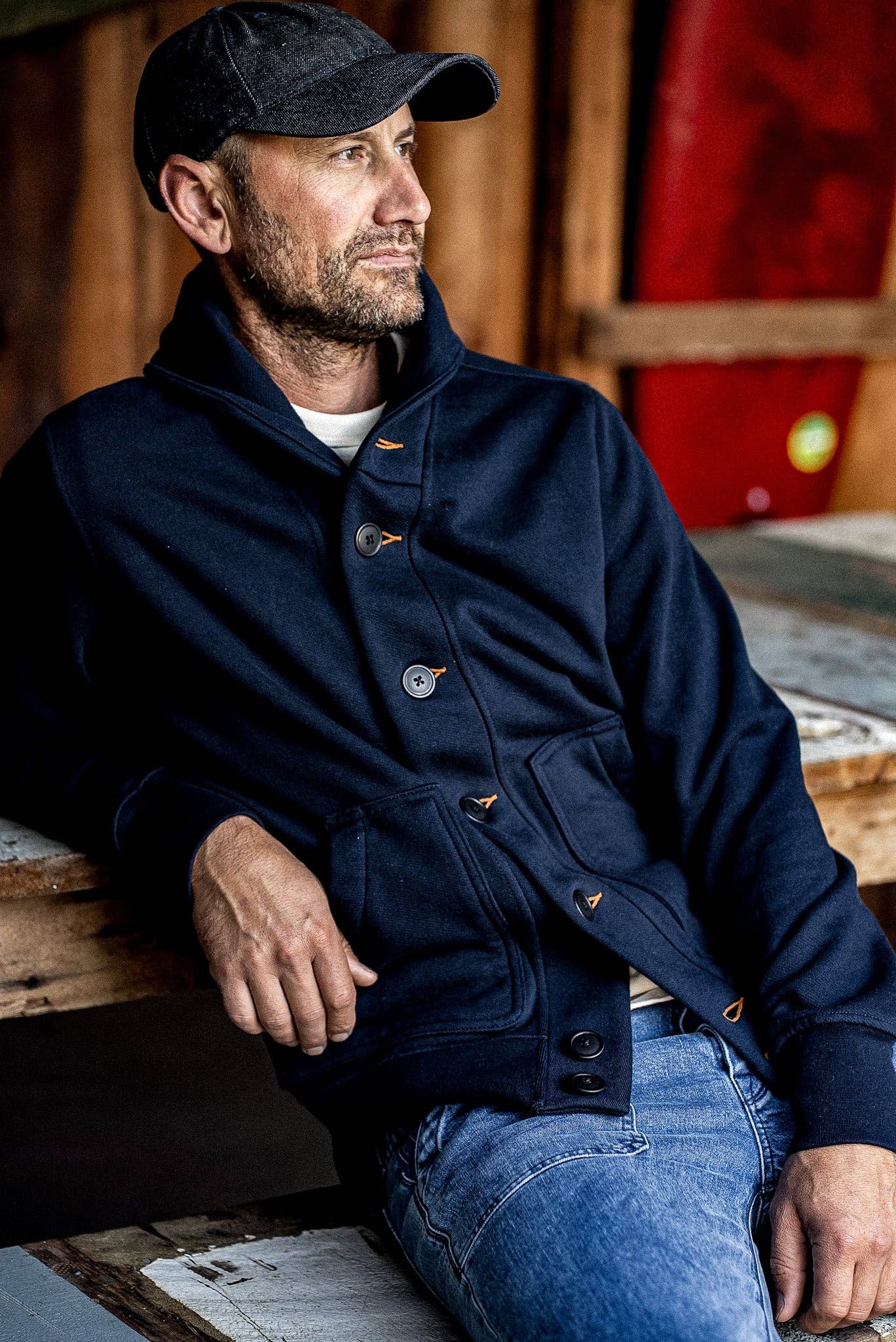 Men's Bodega Shawl Cardigan | 14oz 100% Cotton French Terry - Navy for wholesale on Faire2