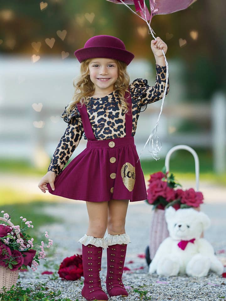 Burgundy Wild Love Suspender Skirt Set for wholesale on Faire