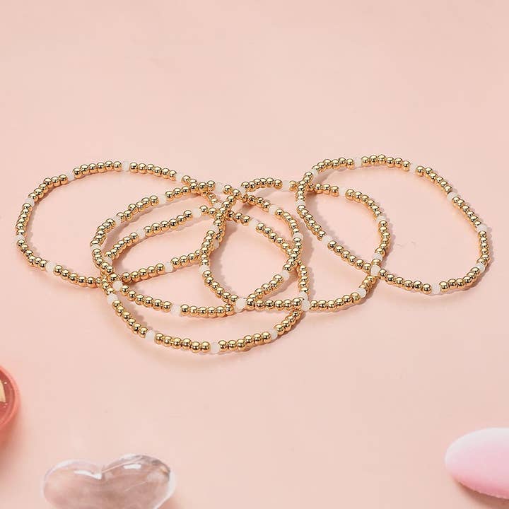 Sensibling Corp. - Wholesale Jewelry Set - 5PCS - Skinny Beaded Stretch Multi Layered Bracelets11