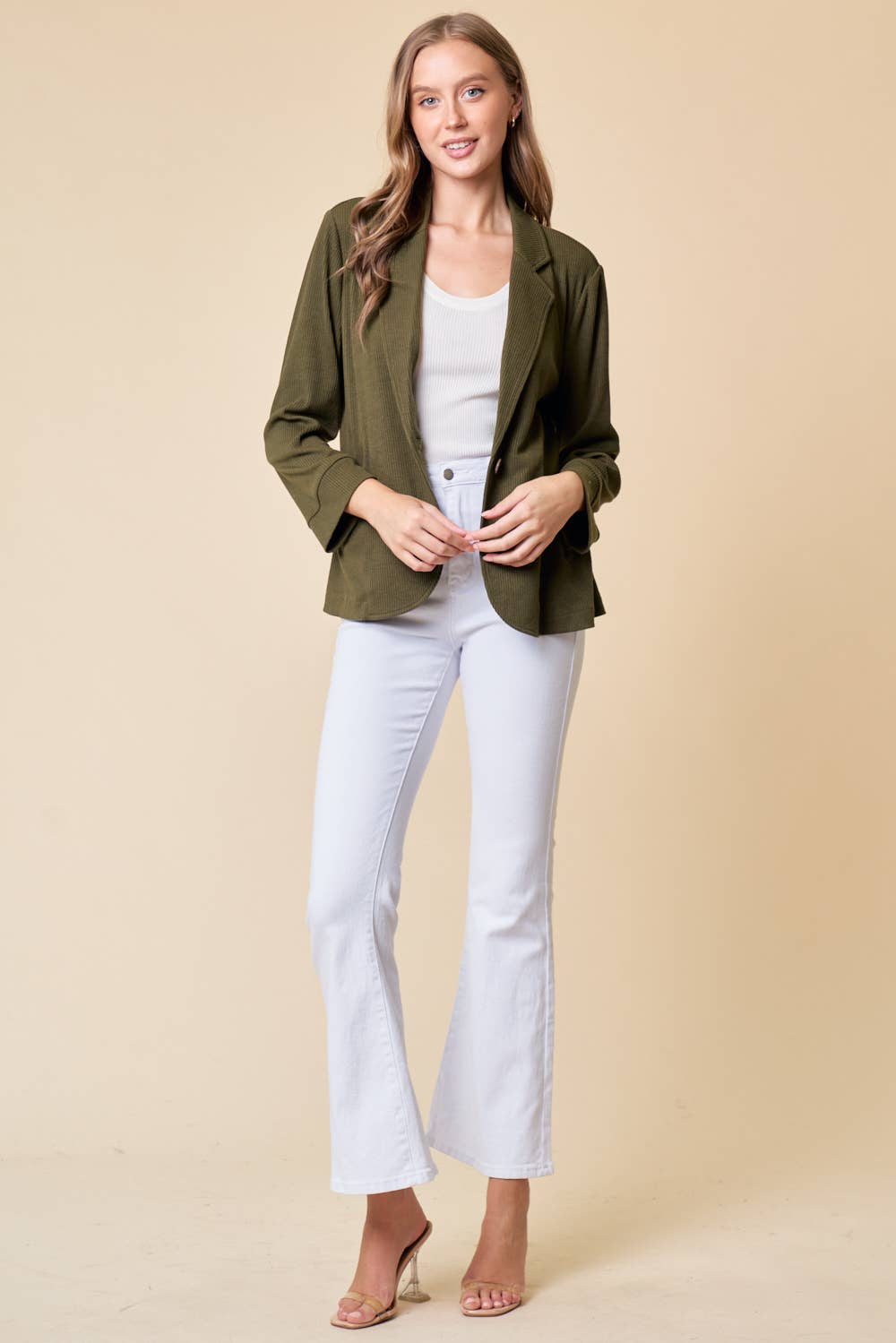 Doe and Rae - Wholesale Blazer - Women's - Placket Sleeve Knit Blazer - 10325J3