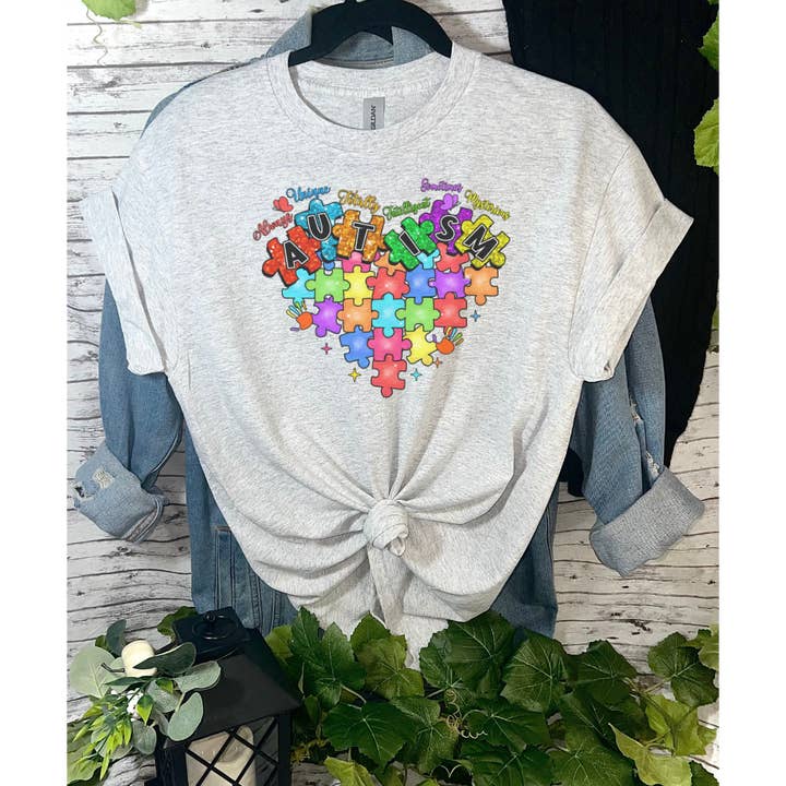 Autism Heart Puzzle T-Shirt for wholesale by Duck Creations Wholesale