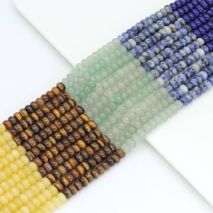 BestBeads&Beyond - Wholesale Beads - 5x8mm Smooth Rondelle Colorful Jade, Sku#U21244