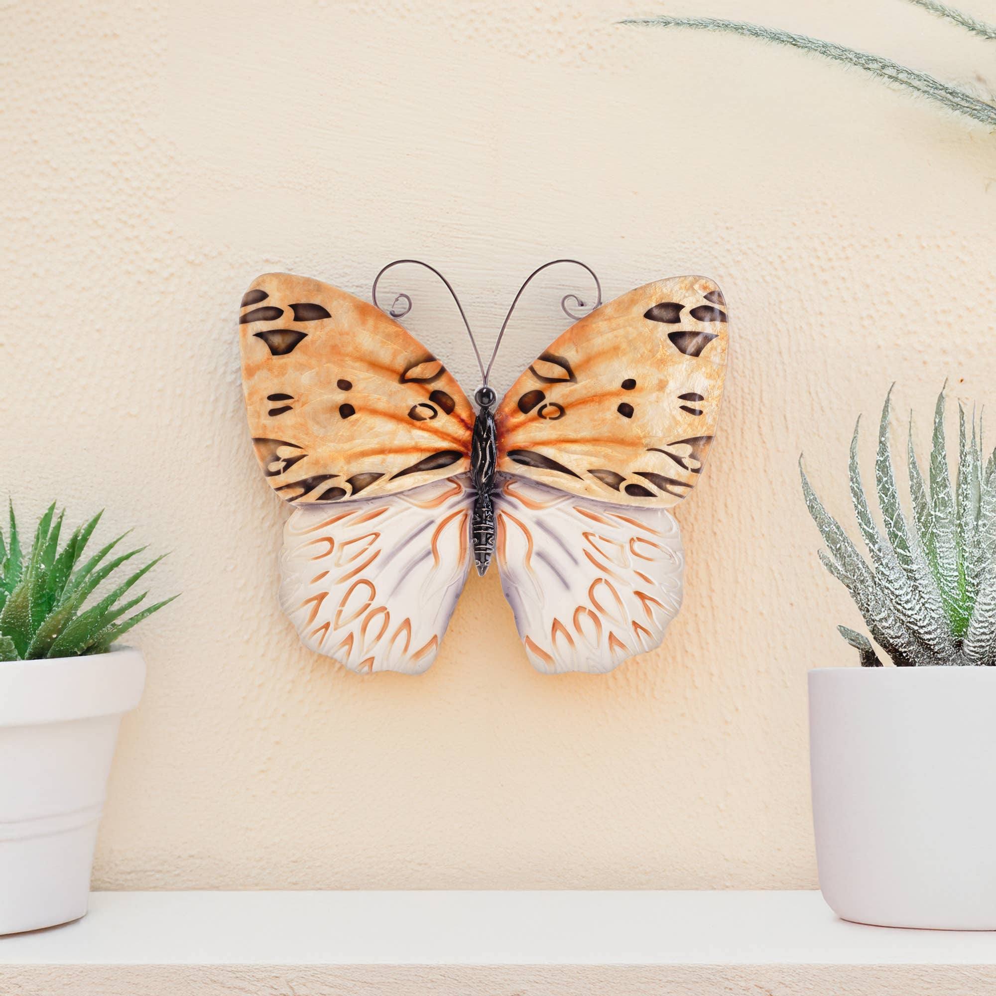 Eangee Home Design - Wholesale Wall Accent - Butterfly Wall Decor Honey, Capiz & Metal, Indoor / Outdoor