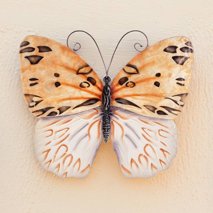Eangee Home Design - Wholesale Wall Accent - Butterfly Wall Decor Honey, Capiz & Metal, Indoor / Outdoor0