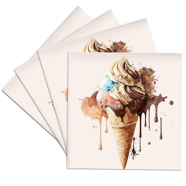 3dRose - Wholesale Coasters - 3dRose, Ice Cream Cone Of Ice Cream Illustration, Coaster