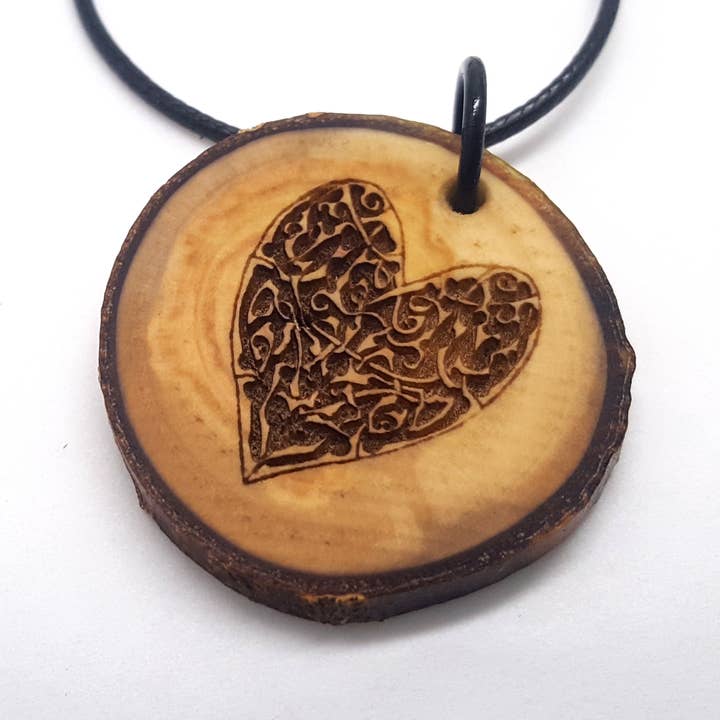 Lyoncraft - Wholesale Pendant/Charm Necklace - Celtic Heart Wooden Pendant Necklace, Simple Romantic Design