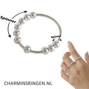 Charmin's Ringen – Engroshandel Båndring – R1061 Klassisk angst-fidget-ring med 10 stålkugler1