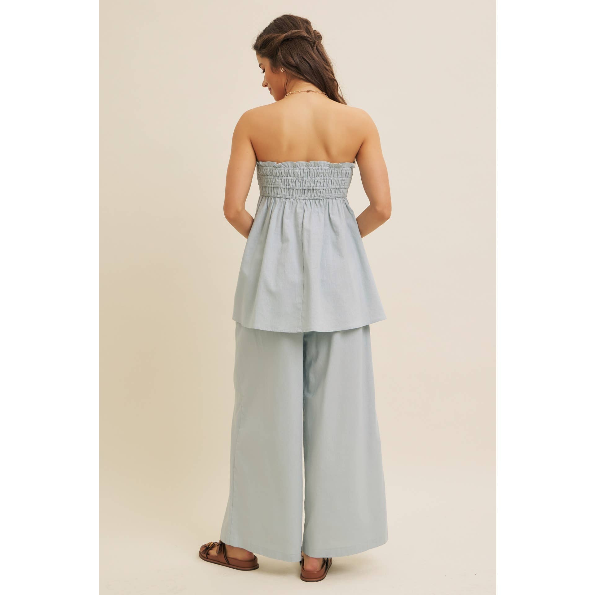 in february – Blusa - Mulher por atacado – TOP TÚNICA SEM ALÇAS DRAPEADO EM VISCOSE E LINHO19