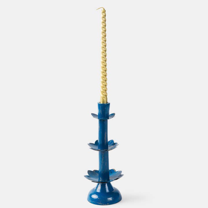 Mela Artisans - Wholesale Candle Holder - Lotus Bloom Metal Taper Large Candleholder