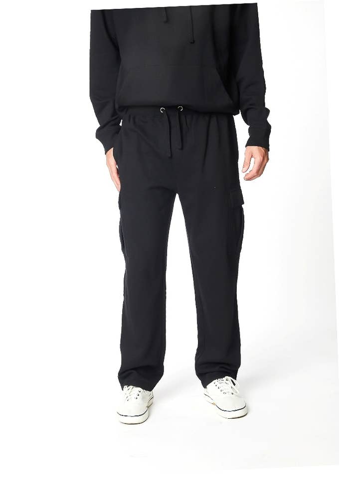 Black Men's Cargo Fleece Jogger Sweatpants for wholesale on Faire
